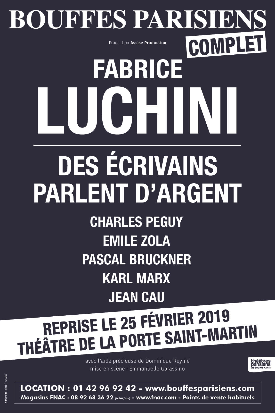 FabriceLuchini Bouffes 40x60 Affiche Théâtre